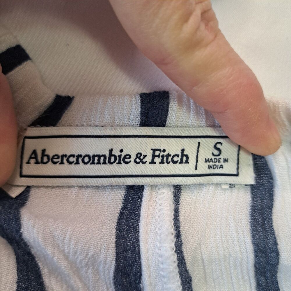 Abercrombie & Fitch White Navy Striped Romper S Halter Tassel y2k boho twee chic - Picture 2 of 9